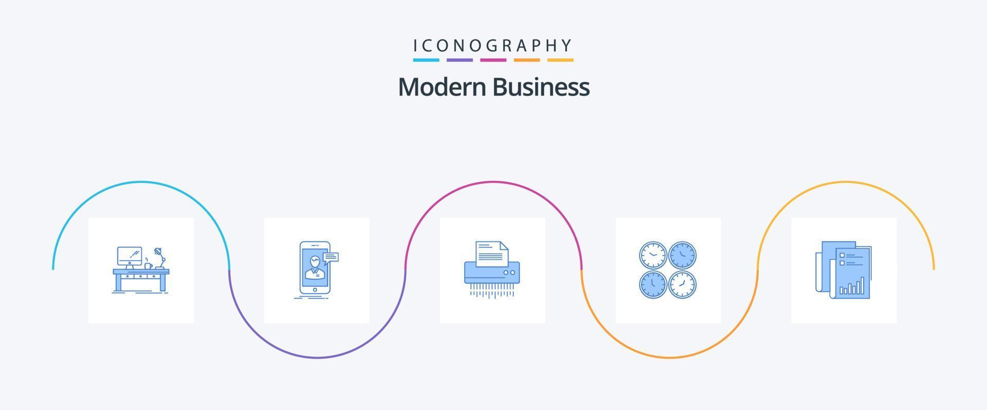 modern Geschäft Blau 5 Symbol Pack einschließlich Büro. Datei. Leben Plaudern. Daten. Aktenvernichter vektor