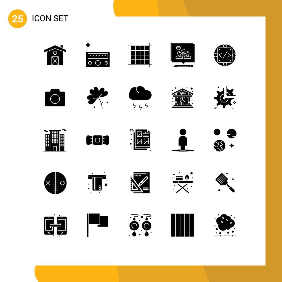 fast glyf packa av 25 universell symboler av beställnings- debatt layout övertyga argument redigerbar vektor design element