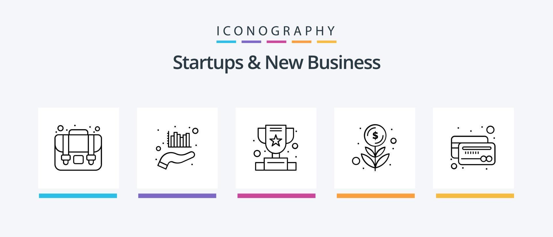 startups och ny företag linje 5 ikon packa Inklusive . webb. kreditera. Rapportera. taktik. kreativ ikoner design vektor