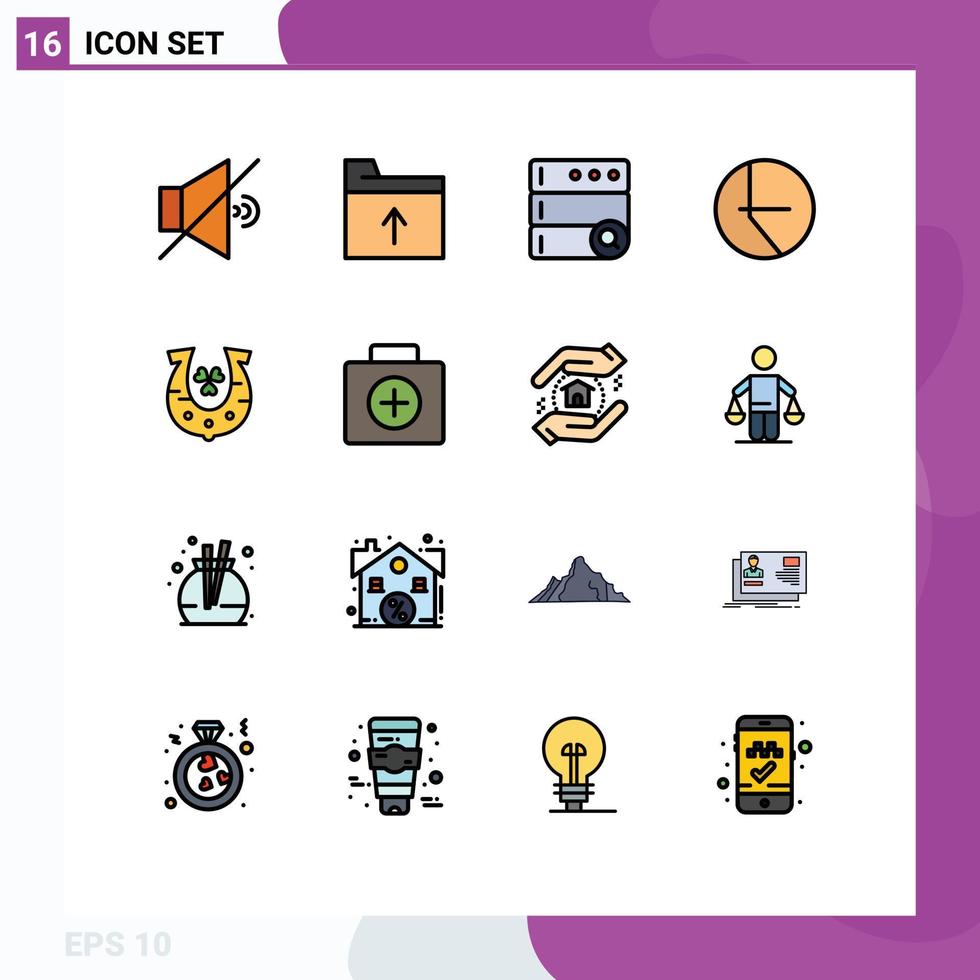uppsättning av 16 modern ui ikoner symboler tecken för först hjälpa tur server hästsko klöver redigerbar kreativ vektor design element