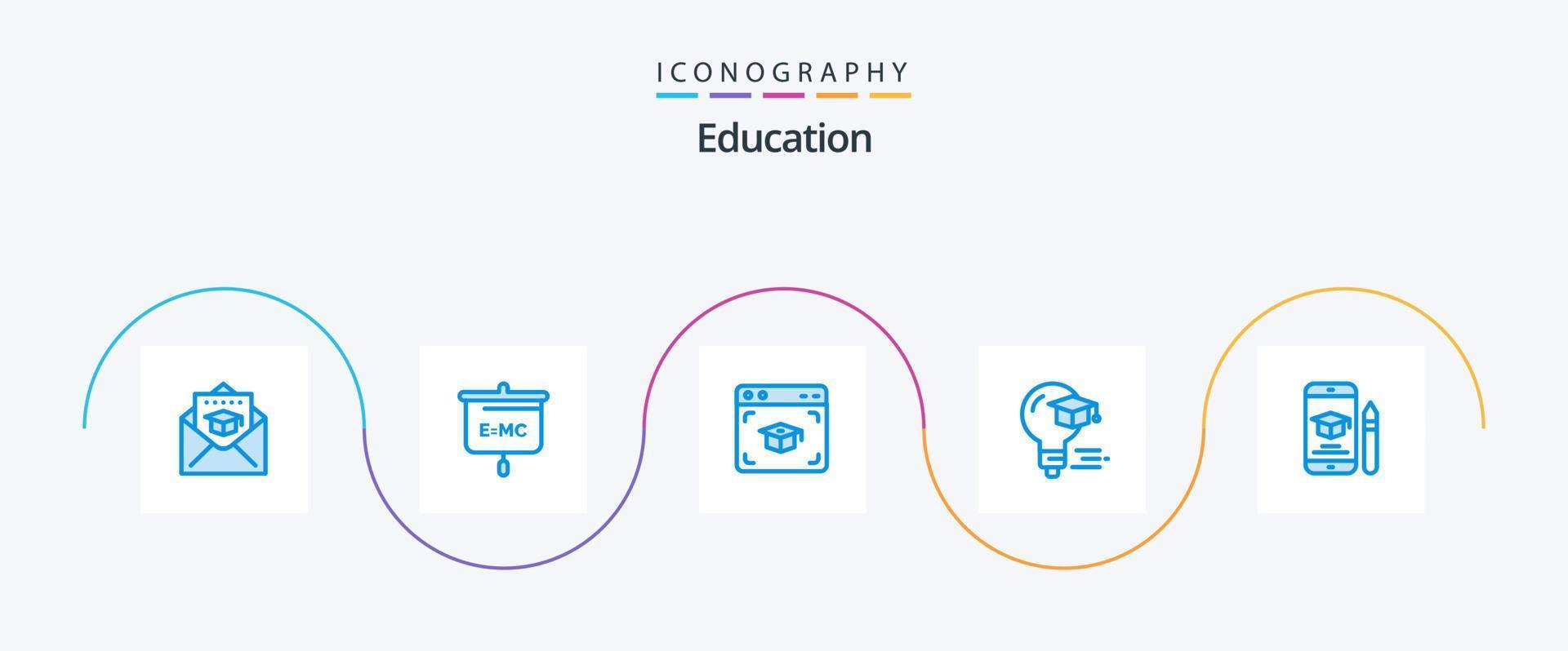 utbildning blå 5 ikon packa Inklusive utbildning. gradering. webb. utbildning. Glödlampa vektor