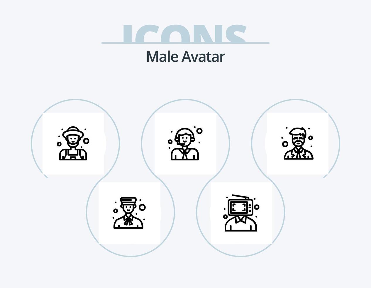 manlig avatar linje ikon packa 5 ikon design. . vägg. man. målare. laga mat vektor