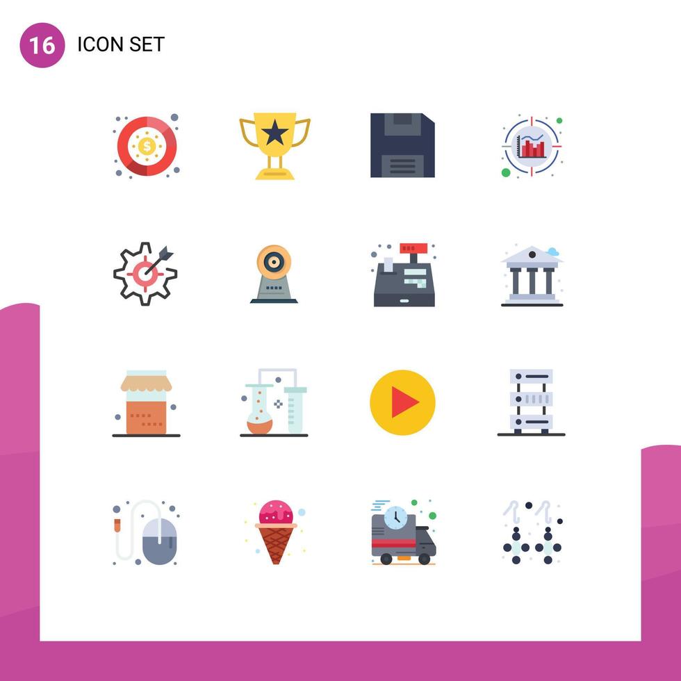 redigerbar vektor linje packa av 16 enkel platt färger av redskap configure trofén information analys redigerbar packa av kreativ vektor design element
