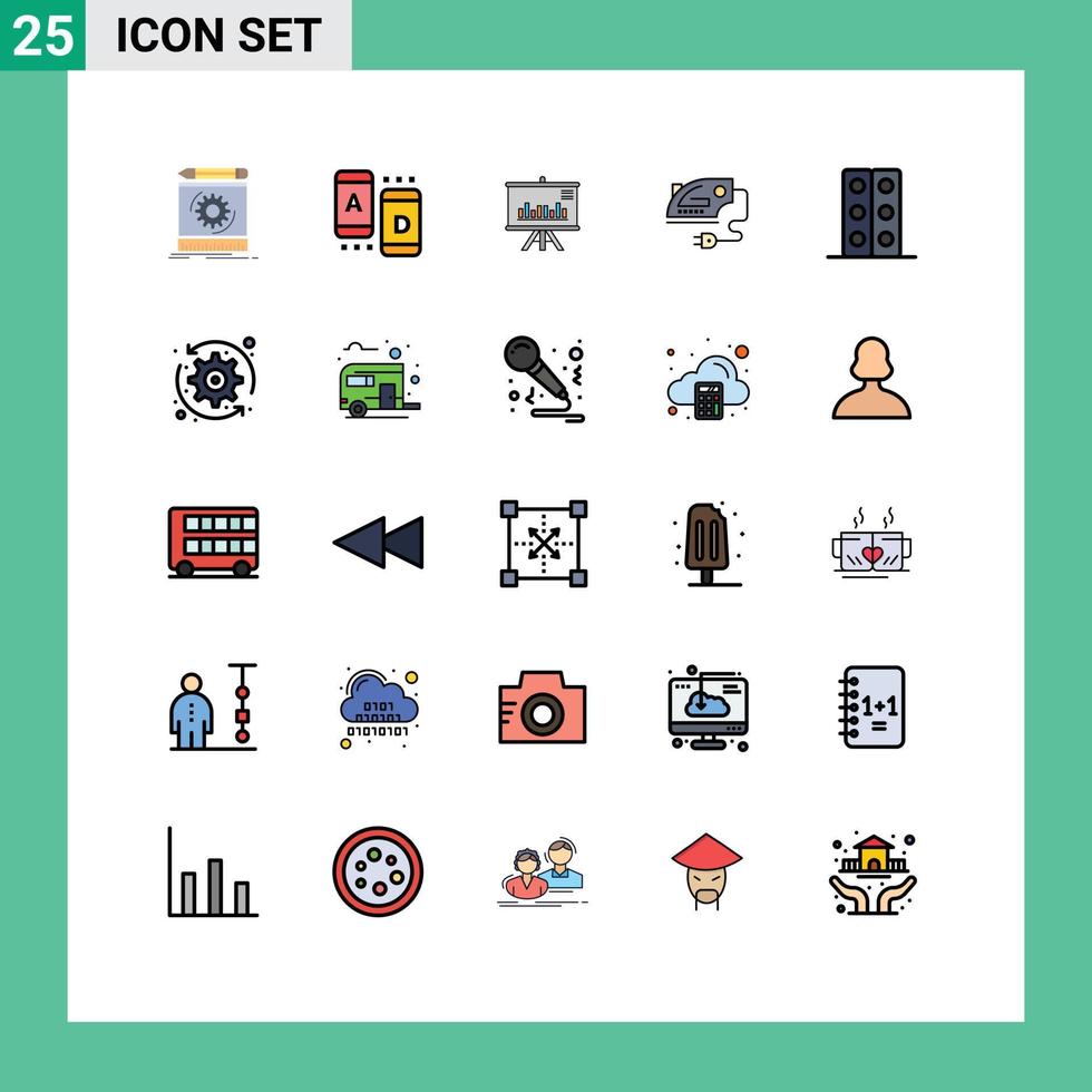 25 universell fylld linje platt Färg tecken symboler av biologi järn läsplatta Hem företag redigerbar vektor design element