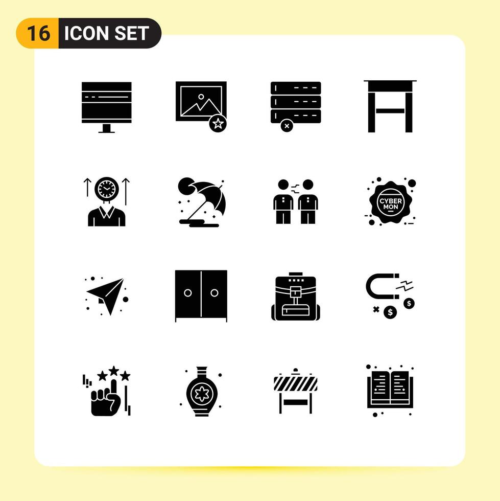 universell ikon symboler grupp av 16 modern fast glyfer av upp förvaltning annullera tid möbel redigerbar vektor design element