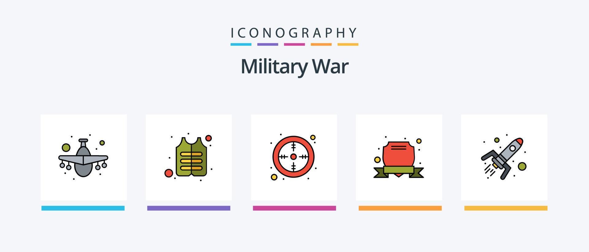Militär- Krieg Linie gefüllt 5 Symbol Pack einschließlich Untersuchung. Stahl. Militär. Schutz. Grenze. kreativ Symbole Design vektor