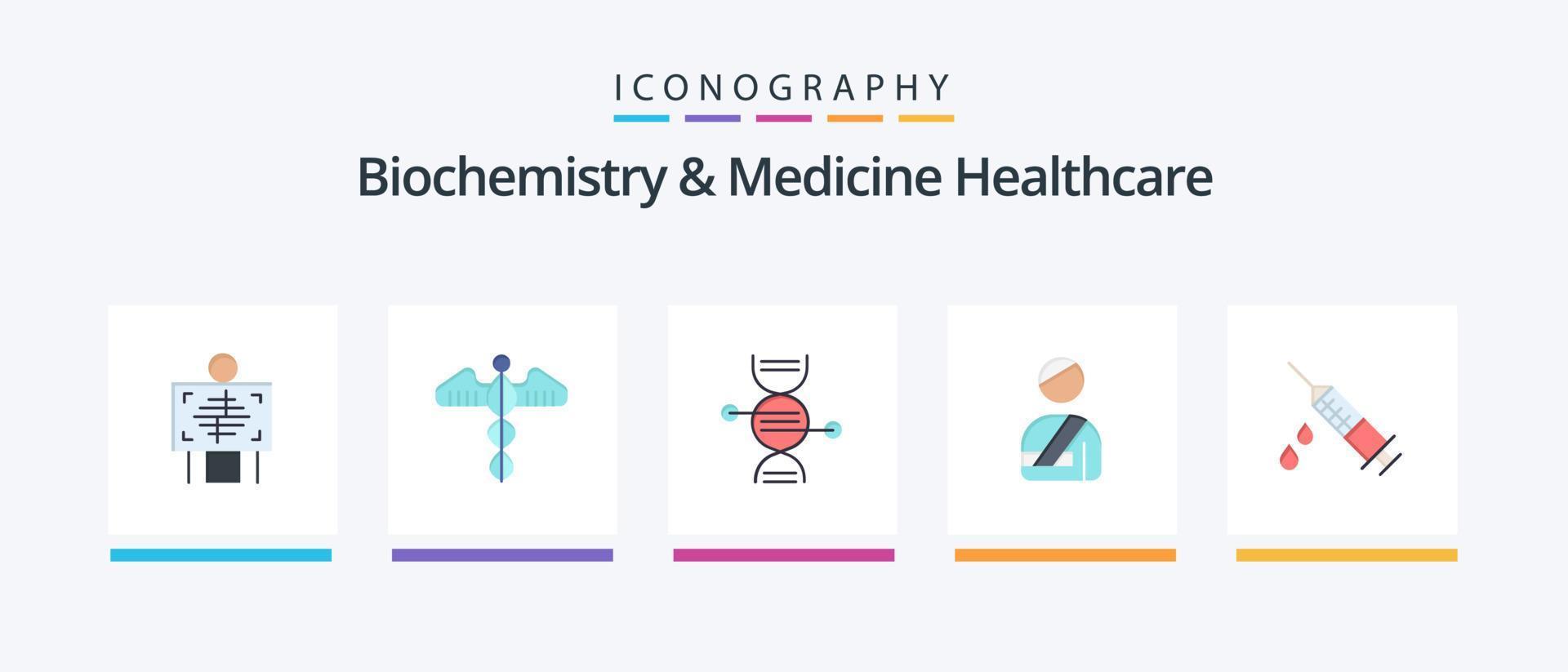 biokemi och medicin sjukvård platt 5 ikon packa Inklusive sjukhus. användare. hälsa. patient. medicinsk. kreativ ikoner design vektor