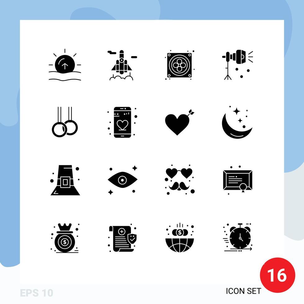 16 kreativ Symbole modern Zeichen und Symbole von Ringe sportlich Ventilator Studio Licht Blitz editierbar Vektor Design Elemente