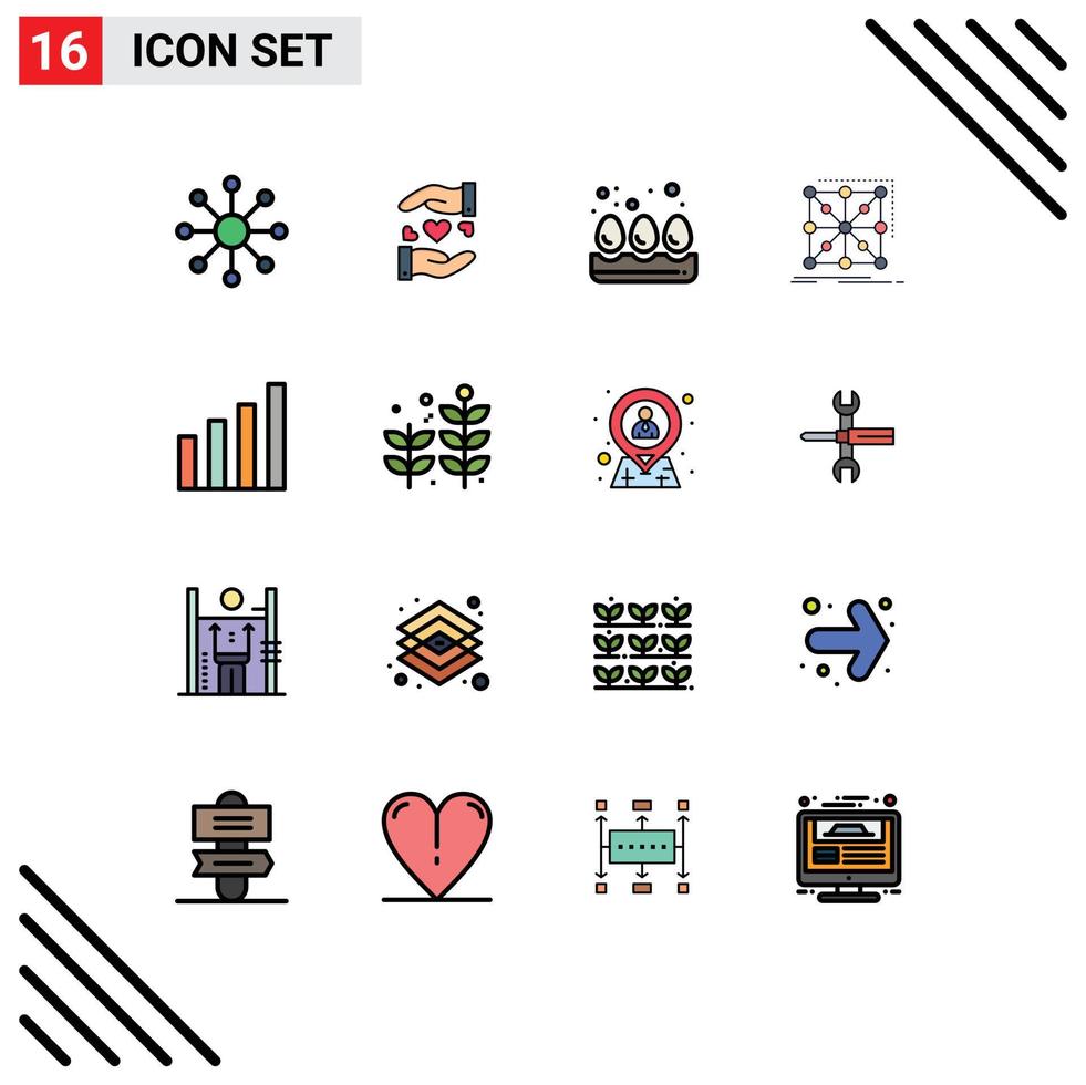 packa av 16 kreativ platt Färg fylld rader av signal analytisk ägg komplex app redigerbar kreativ vektor design element