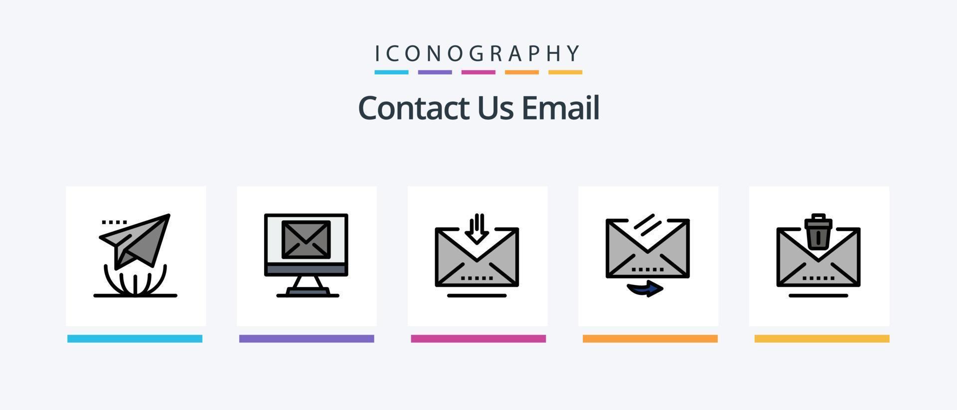 e-post linje fylld 5 ikon packa Inklusive radera. radera. e-post. meddelande. information. kreativ ikoner design vektor