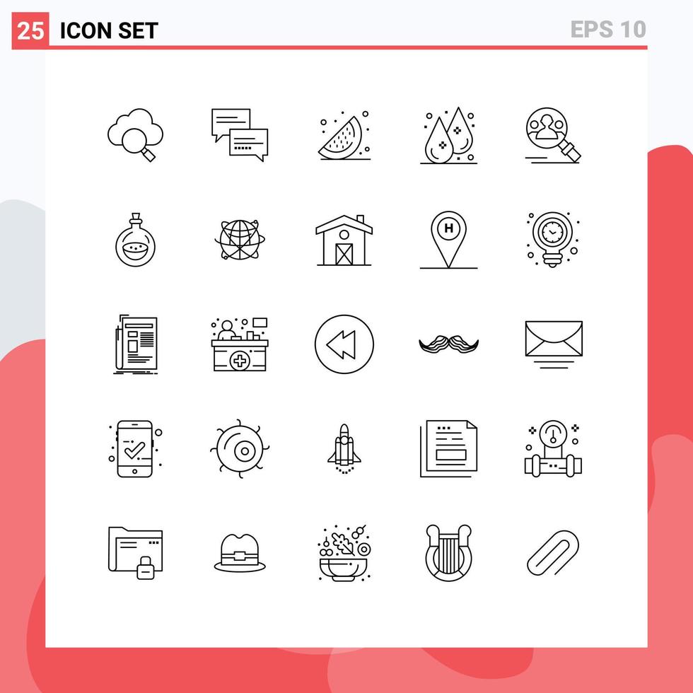einstellen von 25 Vektor Linien auf Gitter zum Benutzer Profil Früchte finden Flüssigkeit editierbar Vektor Design Elemente