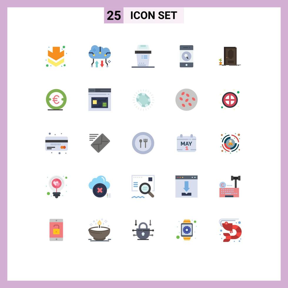 Pack von 25 modern eben Farben Zeichen und Symbole zum Netz drucken Medien eine solche wie geschlossen Netz Behälter Suche Menschen editierbar Vektor Design Elemente
