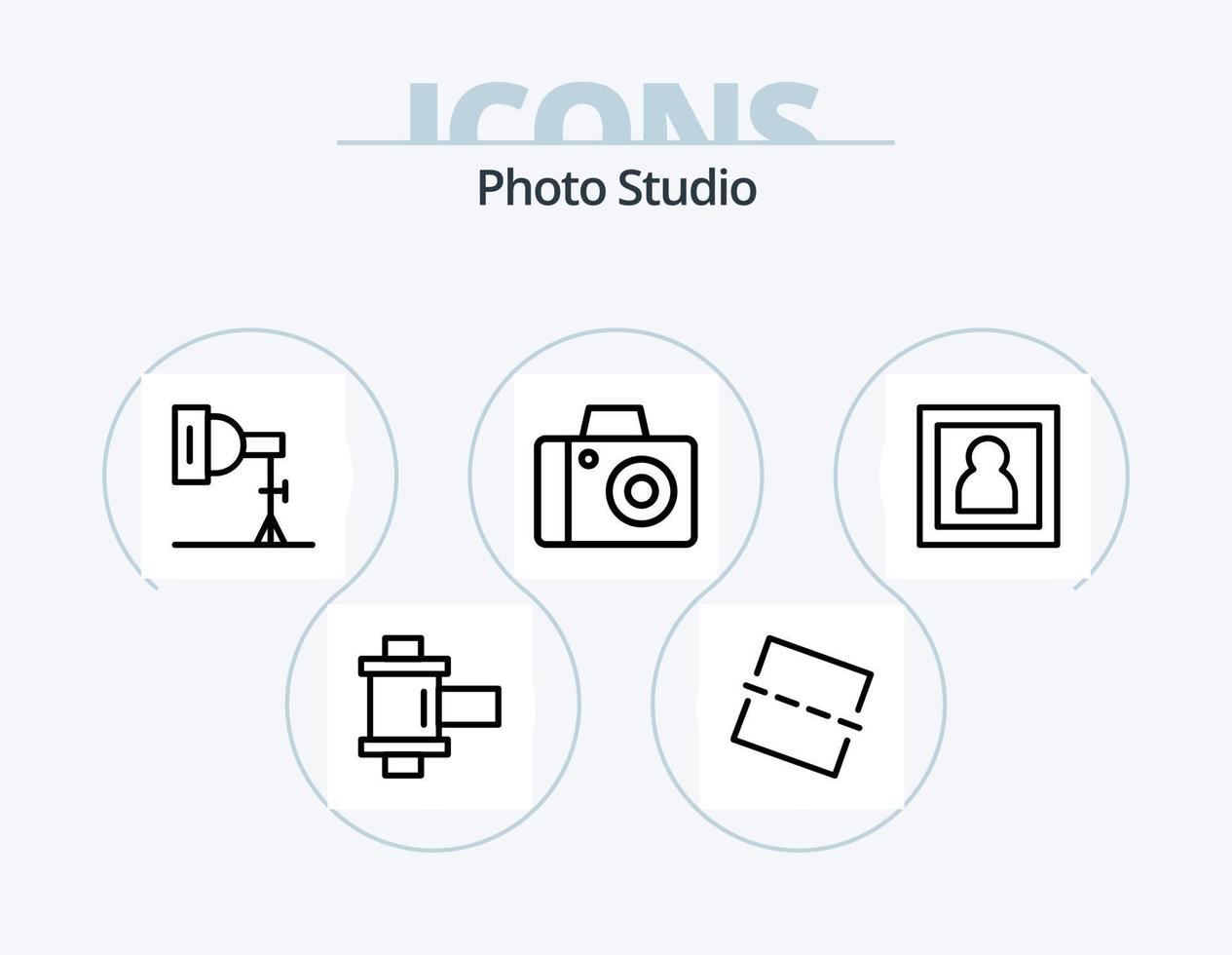 Foto studio linje ikon packa 5 ikon design. . Foto. Foto. redigering. kraft vektor