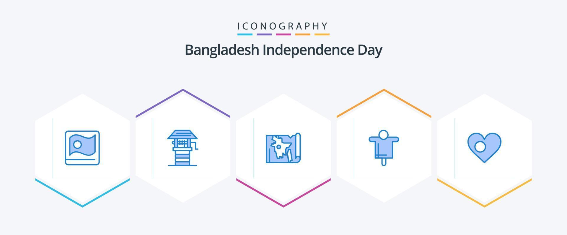 bangladesh oberoende dag 25 blå ikon packa Inklusive bangla. fågelskrämma. bangladesh. jordbruk. lantbruk vektor