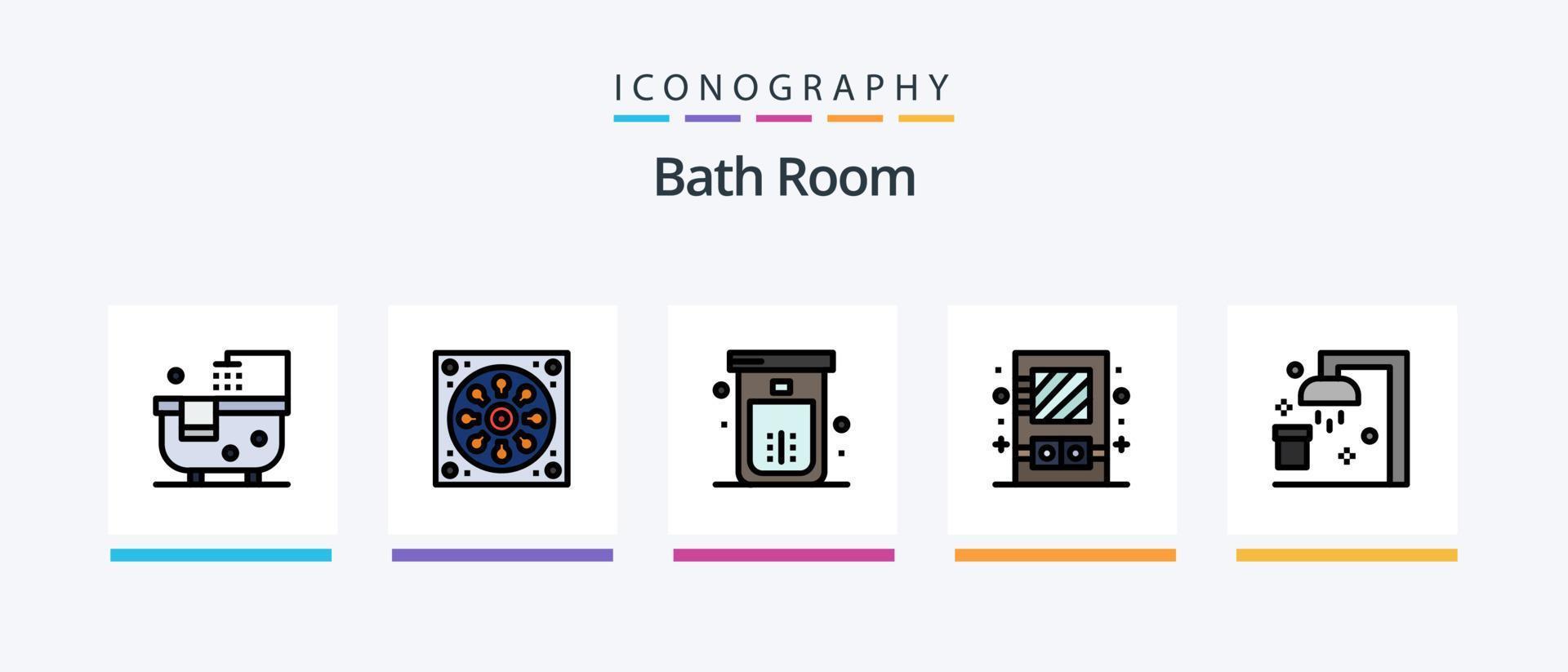 Bad Zimmer Linie gefüllt 5 Symbol Pack einschließlich sauber. Dusche. Bad. Reinigung. Bad. kreativ Symbole Design vektor