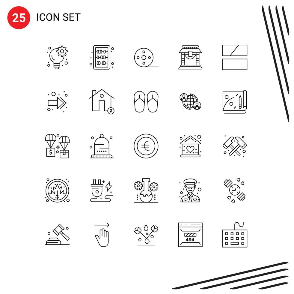 25 universell linje tecken symboler av ram kinesisk album Kina dörr redigerbar vektor design element