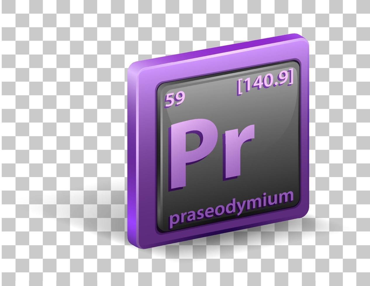 praseodymium kemiskt element. kemisk symbol med atomnummer och atommassa. vektor