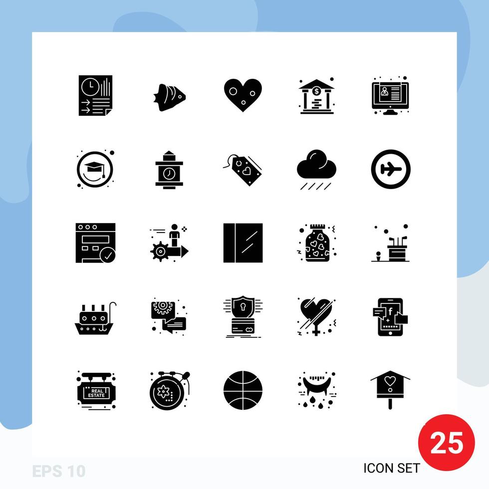 Lager Vektor Symbol Pack von 25 Linie Zeichen und Symbole zum Lebenslauf Münze Schulung Bank mögen editierbar Vektor Design Elemente