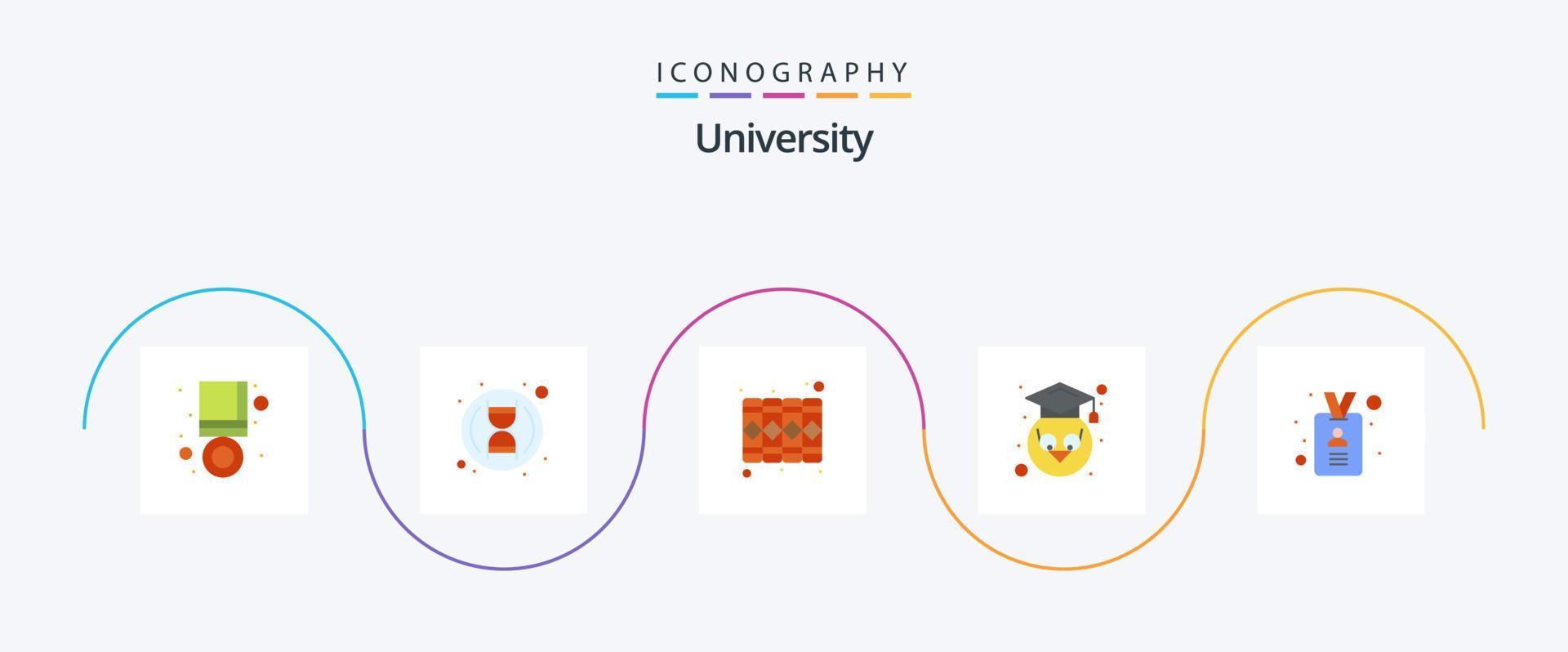 Universität eben 5 Symbol Pack einschließlich Ausweis. Student. dokumentieren. Schule. Eule vektor