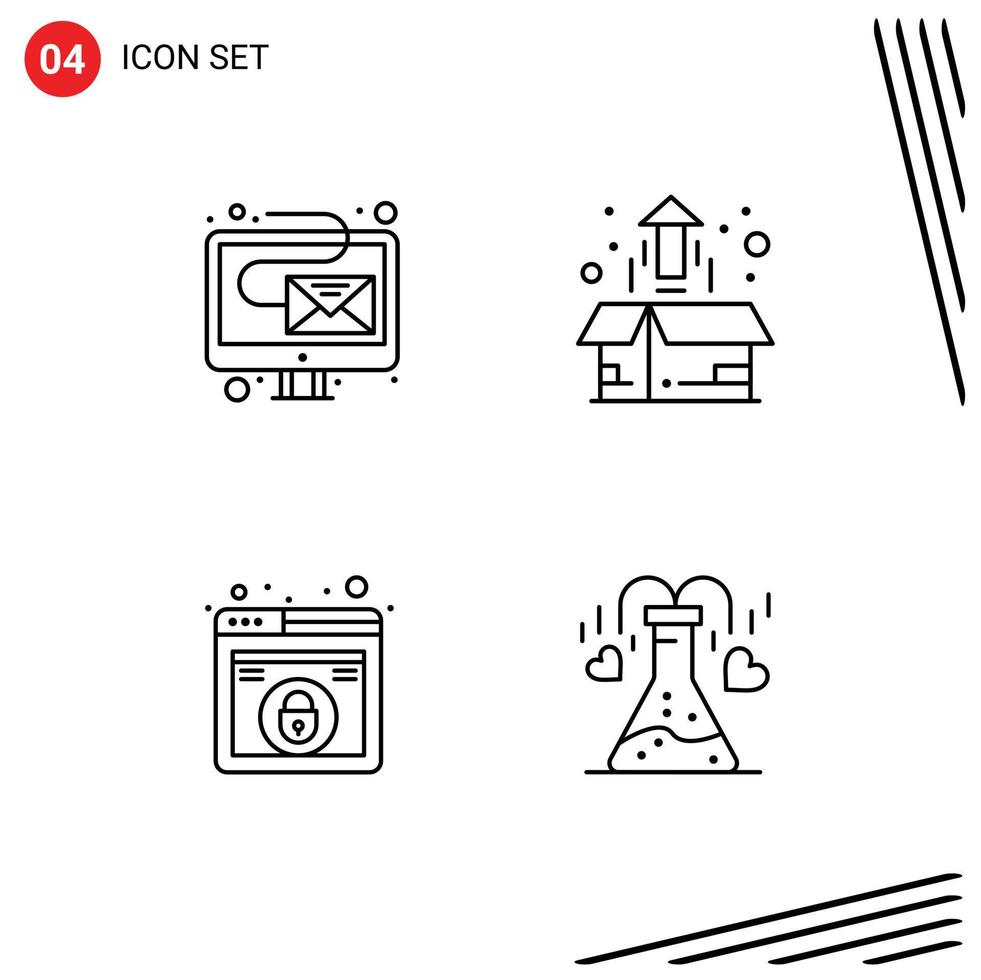 einstellen von 4 modern ui Symbole Symbole Zeichen zum Digital Design Newsletter Markt Netz editierbar Vektor Design Elemente