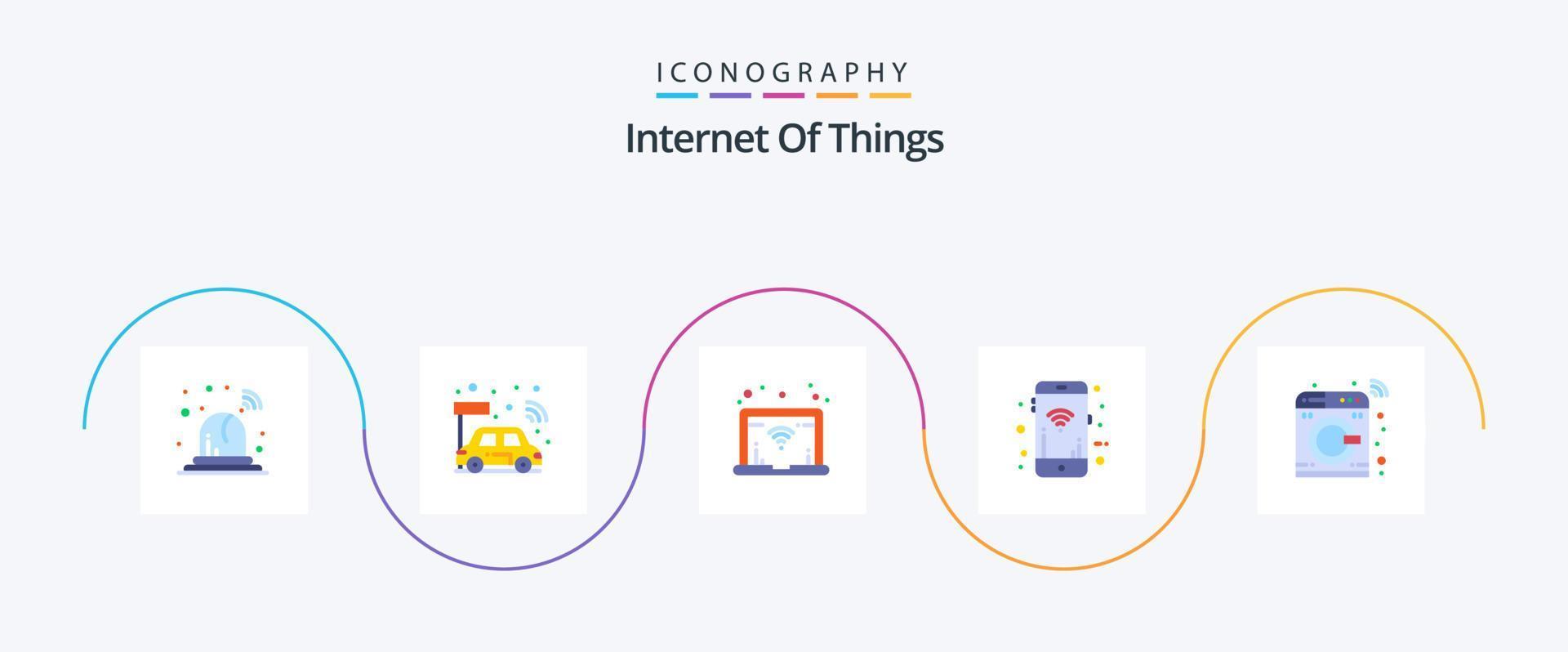 Internet von Dinge eben 5 Symbol Pack einschließlich . schlau. W-lan. Maschine. W-lan vektor