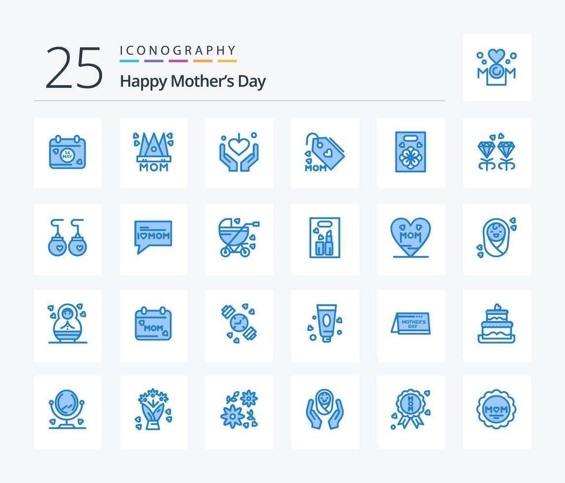 Lycklig mödrar dag 25 blå Färg ikon packa Inklusive kärlek. mor. händer. mamma. märka vektor