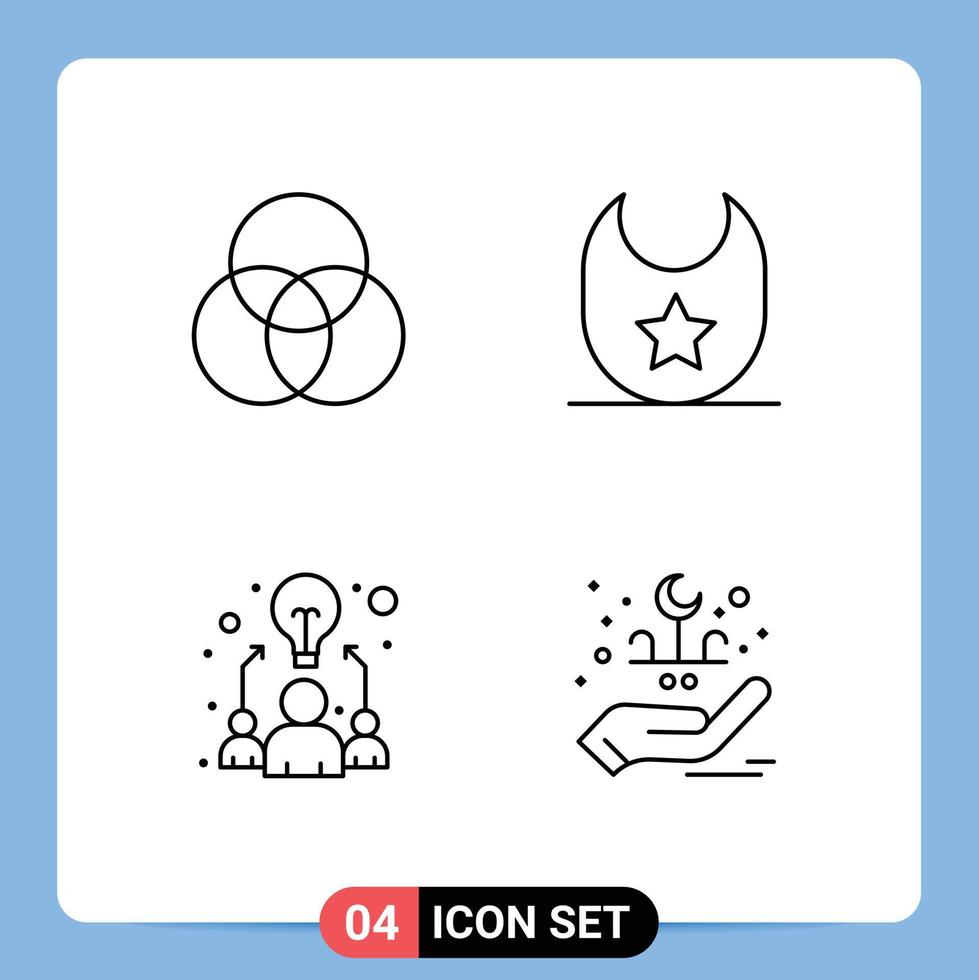 Lager Vektor Symbol Pack von 4 Linie Zeichen und Symbole zum Kreise Arbeit Baby Geschäft Beschriftung editierbar Vektor Design Elemente