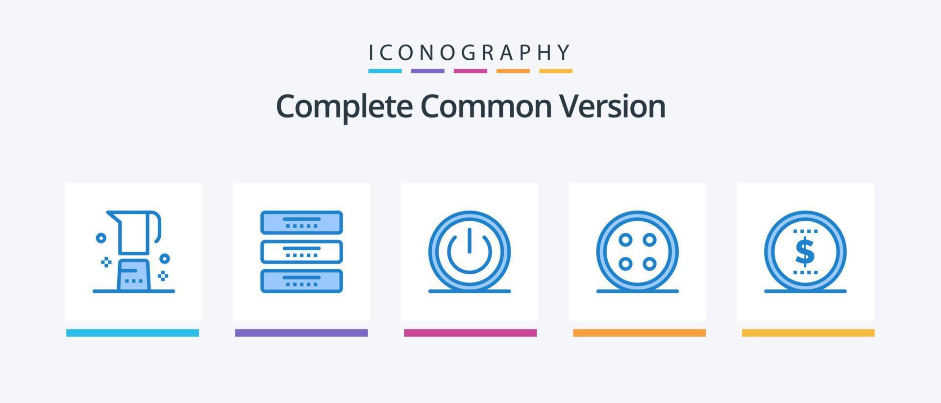 komplett allmänning version blå 5 ikon packa Inklusive sömnad. Tillbehör. möbel. ui. på. kreativ ikoner design vektor