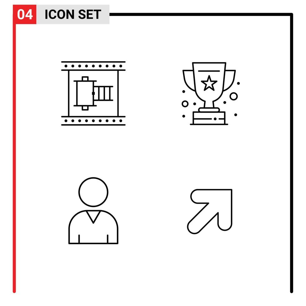 editierbar Vektor Linie Pack von 4 einfach gefüllte Linie eben Farben von Kino Mensch Film Spule Preis- Pfeil editierbar Vektor Design Elemente