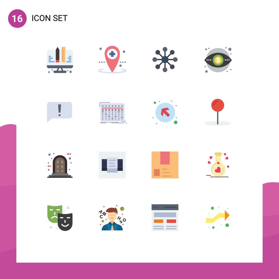 16 Universal- eben Farbe Zeichen Symbole von Error Vision Datenbank Geld Finanzen editierbar Pack von kreativ Vektor Design Elemente