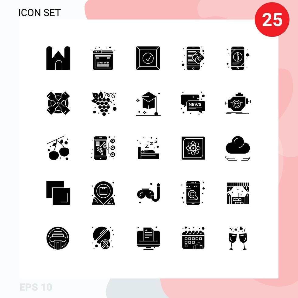piktogram uppsättning av 25 enkel fast glyfer av information mobil webb företag kreativ redigerbar vektor design element
