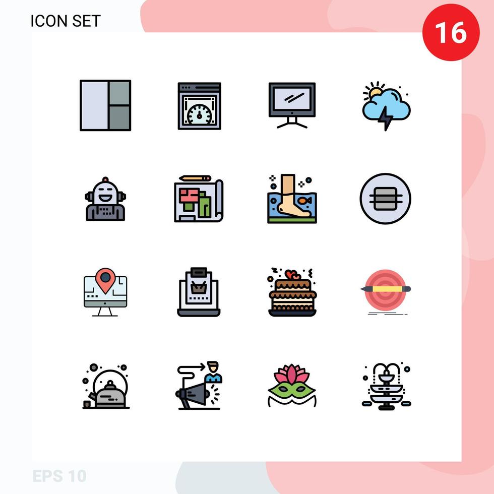 16 kreativ ikoner modern tecken och symboler av emotionell artificiell enhet android väder redigerbar kreativ vektor design element