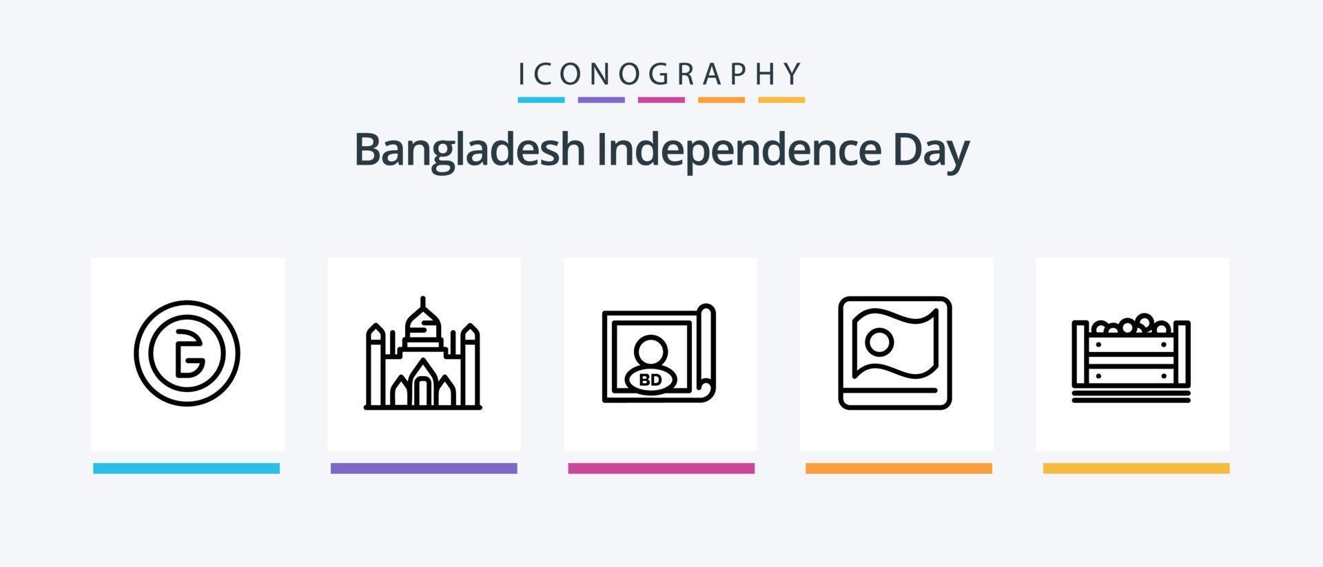 bangladesh oberoende dag linje 5 ikon packa Inklusive byggnad. asiatiska. bangladesh. flagga. pengar. kreativ ikoner design vektor