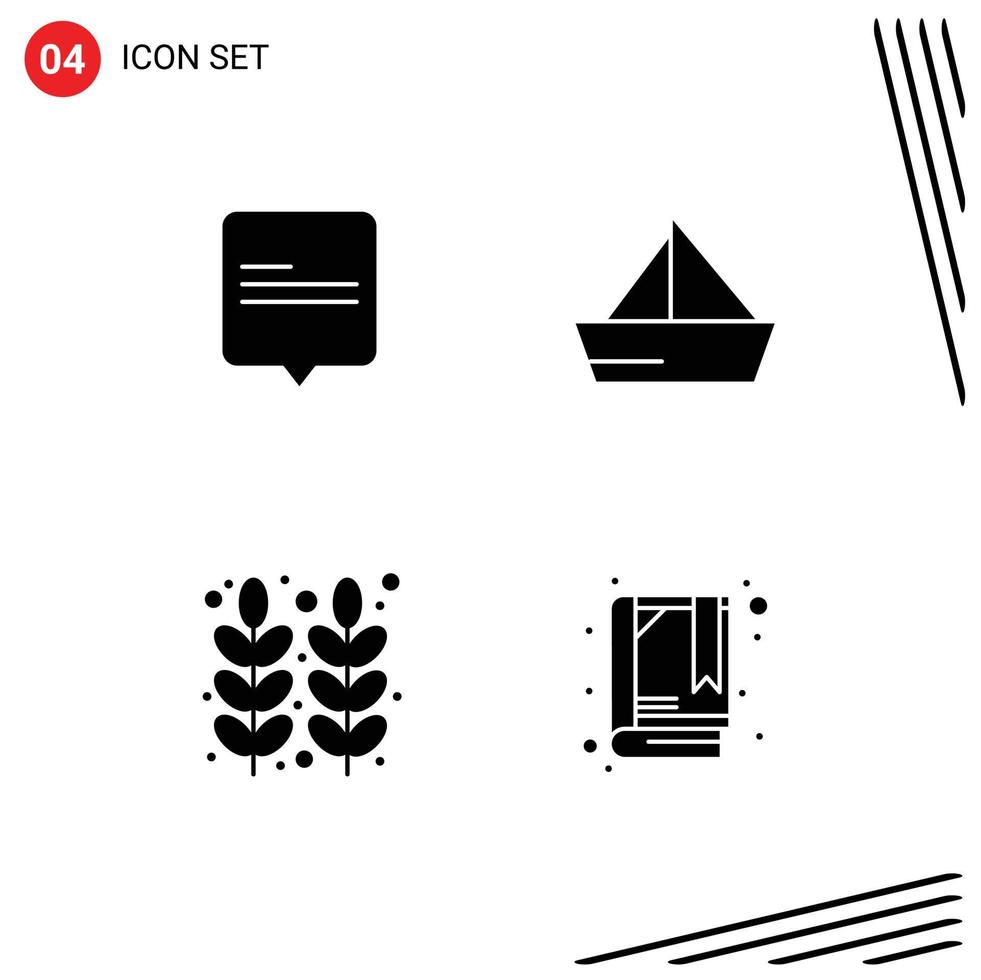 modern einstellen von 4 solide Glyphen Piktogramm von Plaudern Essen Boot Fahrzeuge das Erntedankfest editierbar Vektor Design Elemente