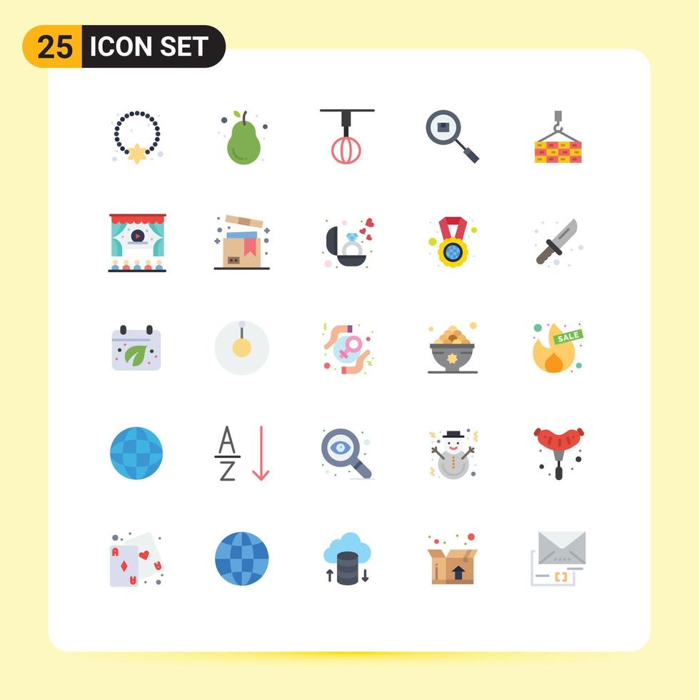 grupp av 25 platt färger tecken och symboler för hitta låda päron vispa Hem gods redigerbar vektor design element