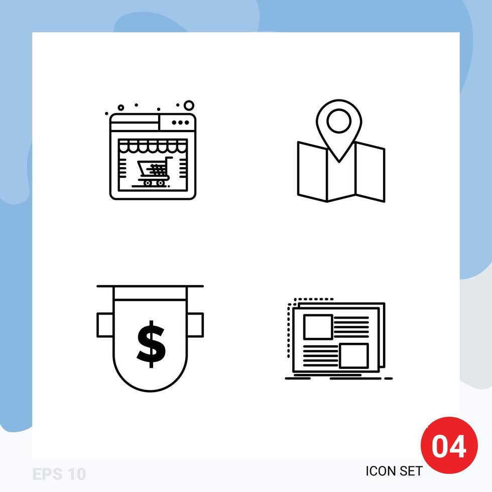 4 kreativ Symbole modern Zeichen und Symbole von online Währung online Geschäft Zeiger Finanzen editierbar Vektor Design Elemente