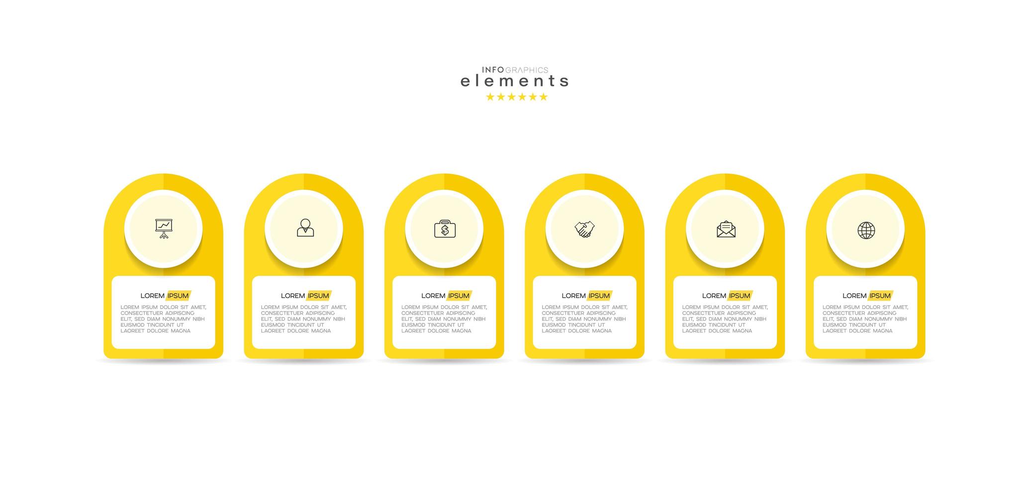 infographic element med ikoner och 6 alternativ eller steg. vektor