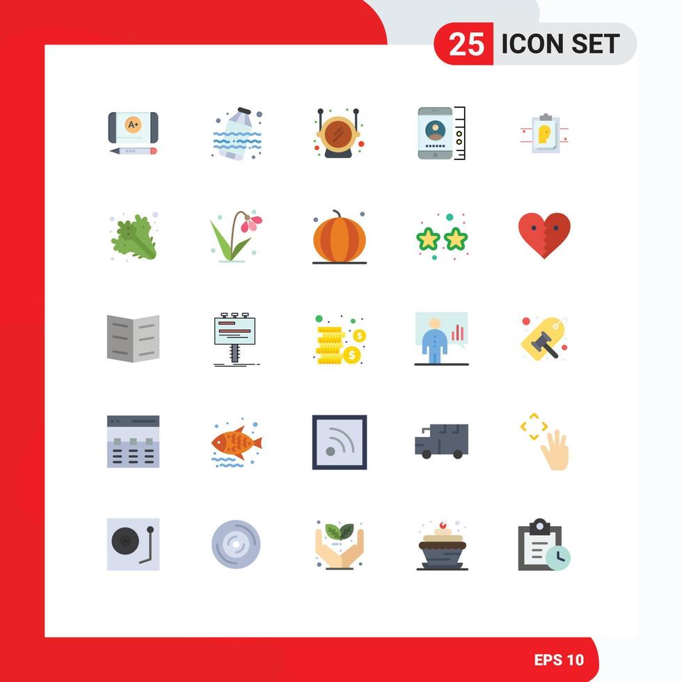 Gruppe von 25 eben Farben Zeichen und Symbole zum Diät Datei Sicherheit Karte Telefon editierbar Vektor Design Elemente