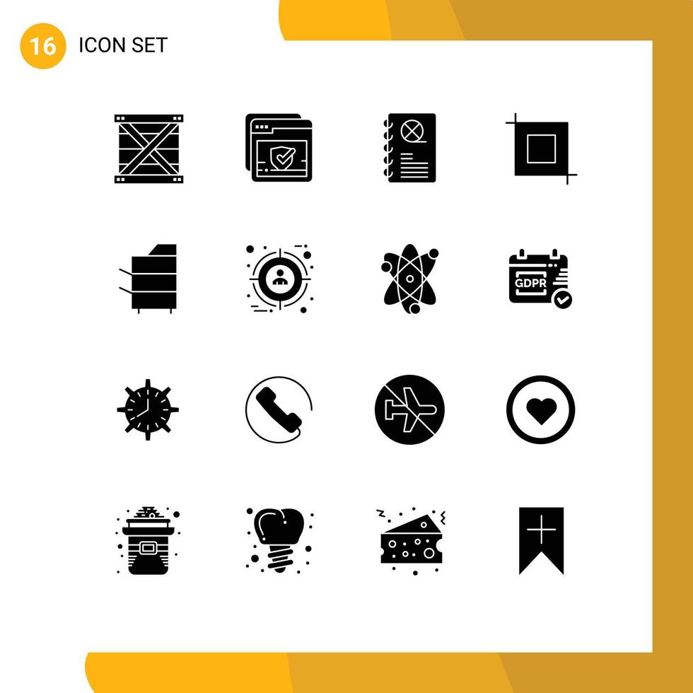 uppsättning av 16 modern ui ikoner symboler tecken för enheter omvandla webb verktyg bok redigerbar vektor design element