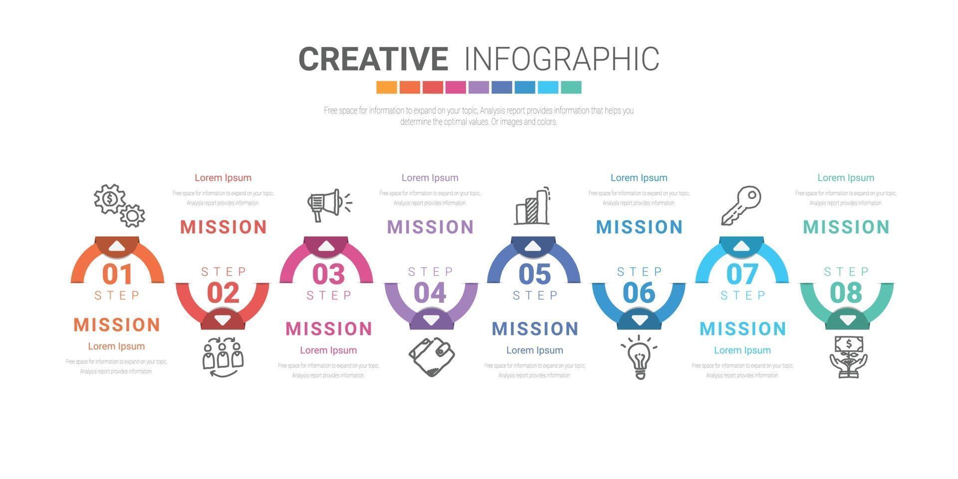 Infografik Design Vorlage mit Nummer 8 Option für die Präsentation vektor