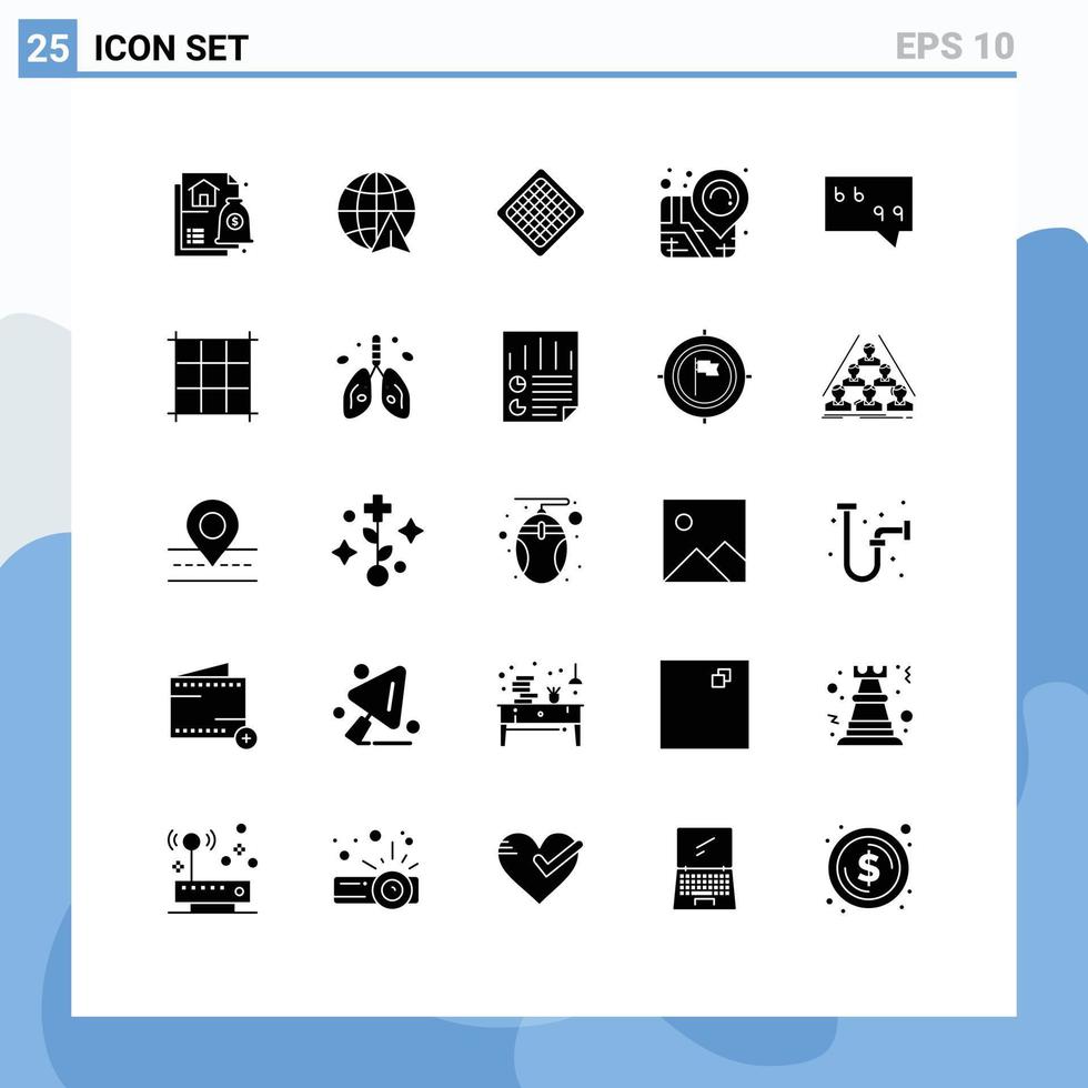 uppsättning av 25 modern ui ikoner symboler tecken för pixlar meddelande mat bubbla Karta redigerbar vektor design element