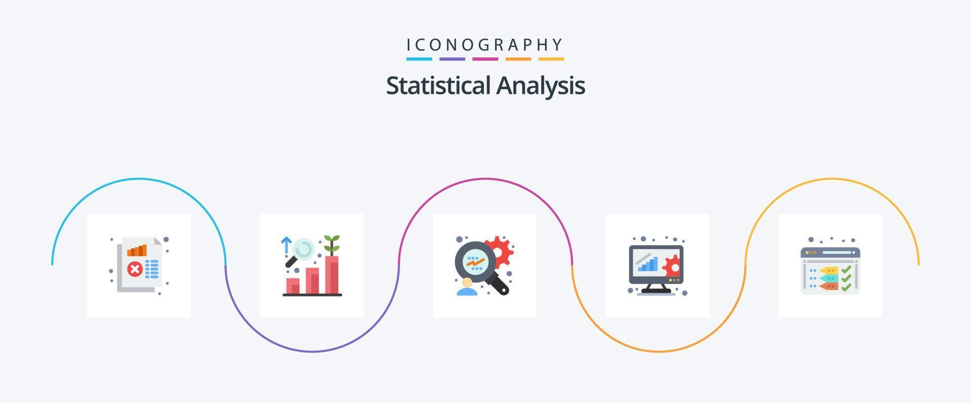 statistisch Analyse eben 5 Symbol Pack einschließlich optimieren. Analyse. Wachstum. online Auswertung. Daten Analytik vektor