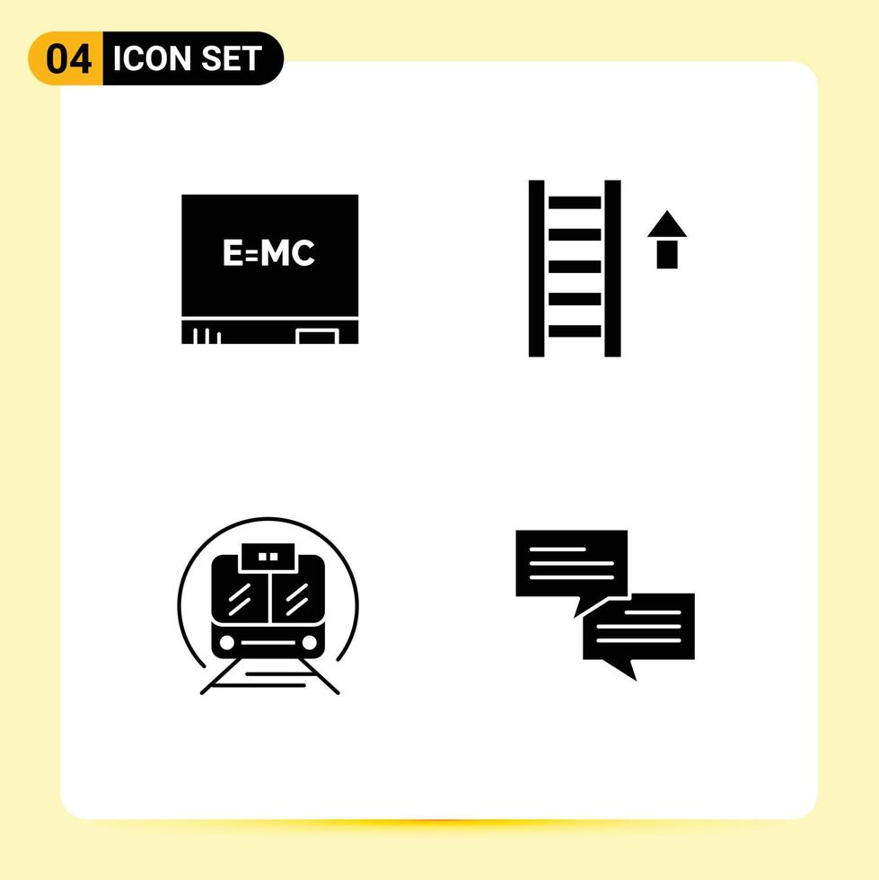 4 thematisch Vektor solide Glyphen und editierbar Symbole von Tafel Trian Leiter Pfeil Plaudern editierbar Vektor Design Elemente