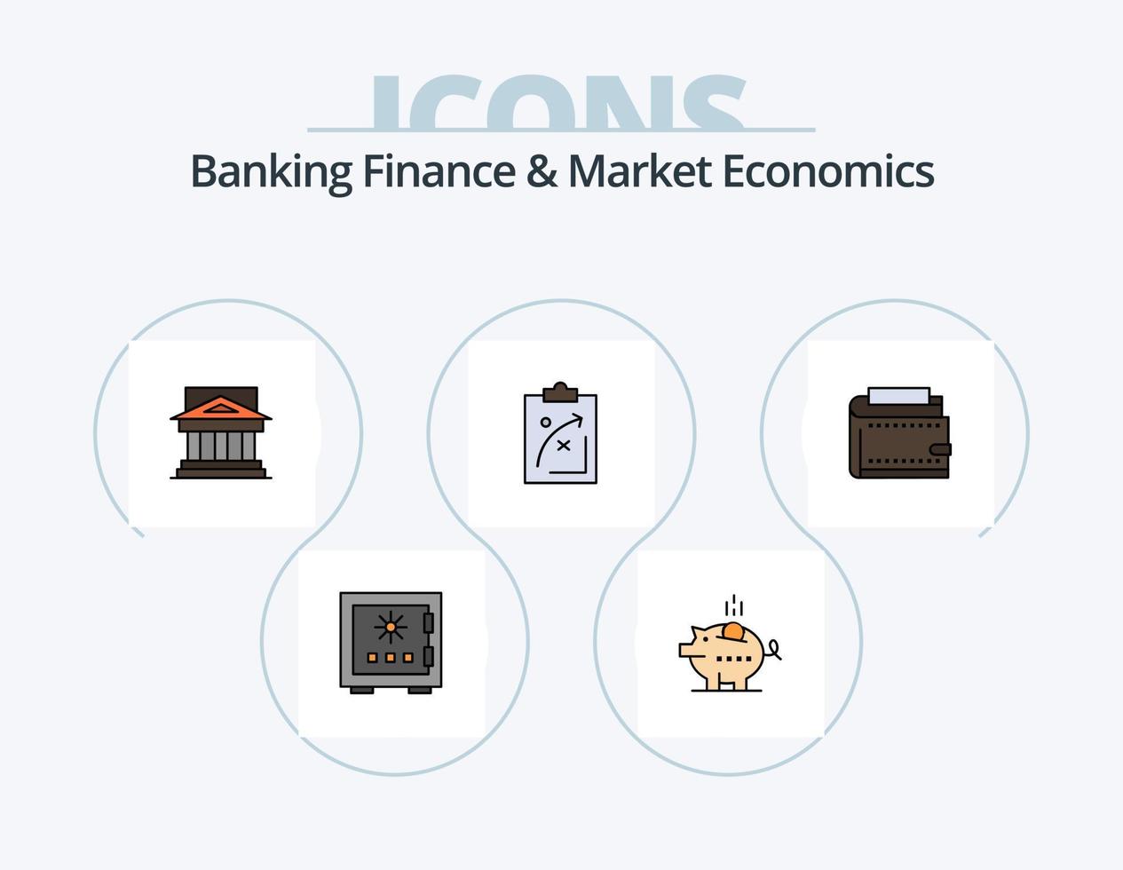 Bankwesen Finanzen und Markt Wirtschaft Linie gefüllt Symbol Pack 5 Symbol Design. Profil. Kosten. Bank. Benutzerbild. Zahlung vektor
