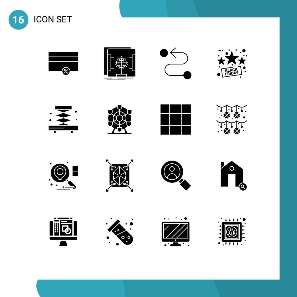 grupp av 16 modern fast glyfer uppsättning för verktyg konstruktion destination försäljning fredag redigerbar vektor design element