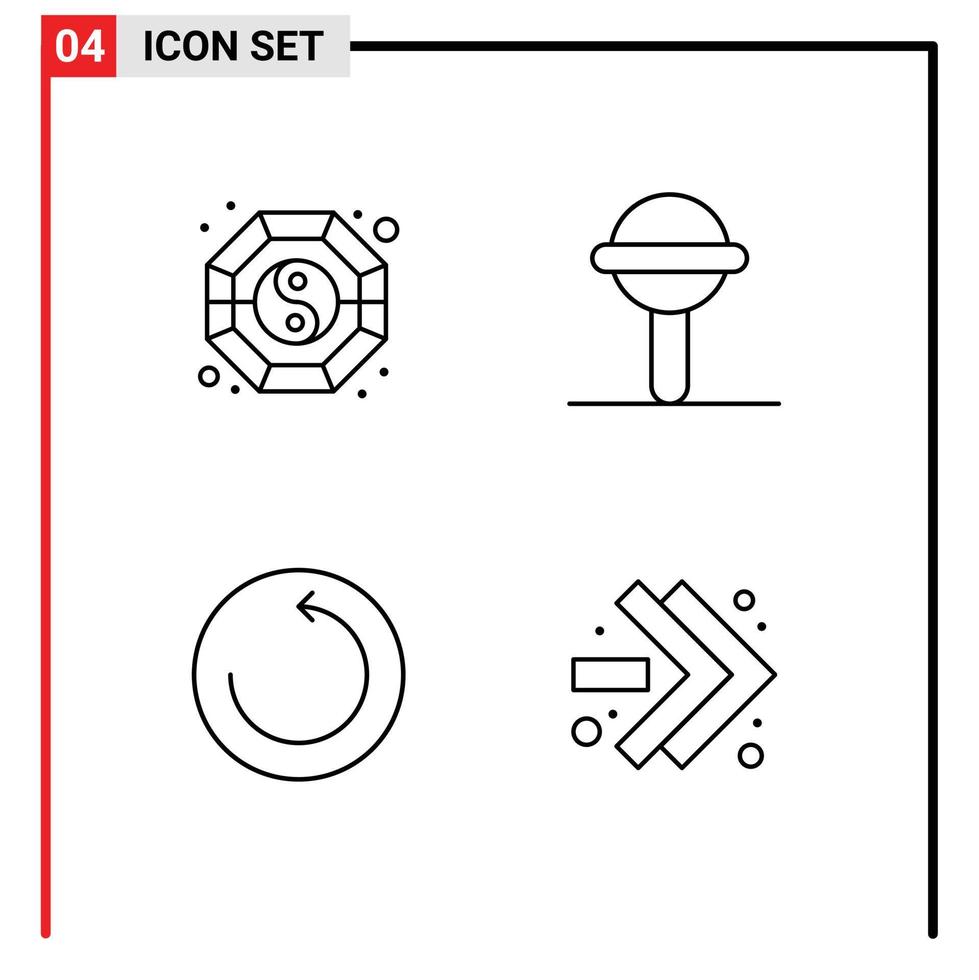 4 universell linje tecken symboler av fang Återställ ying ljud pilar redigerbar vektor design element