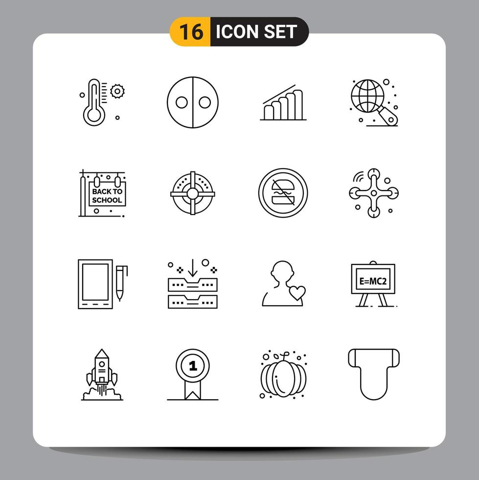 16 universell översikt tecken symboler av skola utbildning framsteg tillbaka till skola internet redigerbar vektor design element