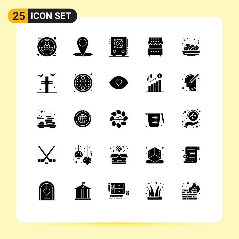 uppsättning av 25 modern ui ikoner symboler tecken för mat måltid högtalare kiosk drycker redigerbar vektor design element