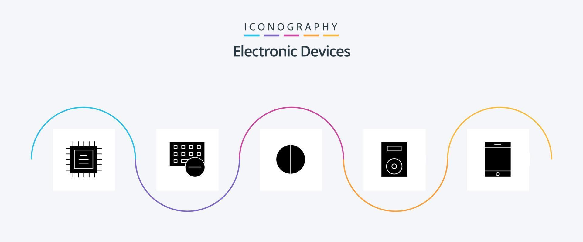 Geräte Glyphe 5 Symbol Pack einschließlich iPad. Drehscheibe. Kantenglättung. Technologie. Elektronik vektor