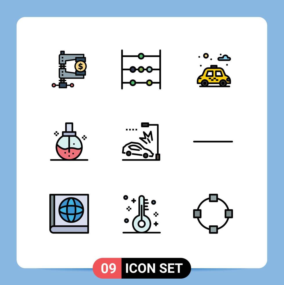 piktogram uppsättning av 9 enkel fylld linje platt färger av bil parfym stad hälsa vård redigerbar vektor design element